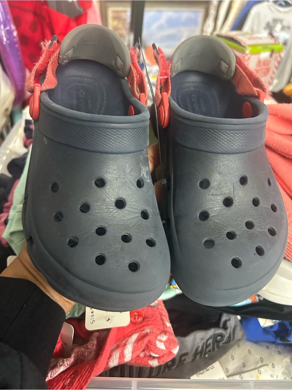 🌵2 for $15🌵Kids Navy Blue Clog with Red Strap - Crocs